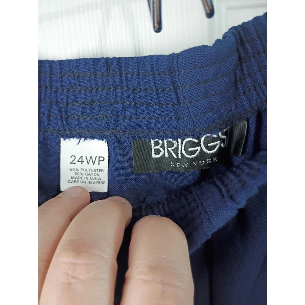 Briggs Woman 24W Blue Elastic Waist Pocket Pullon Pants Easycare Short versatile